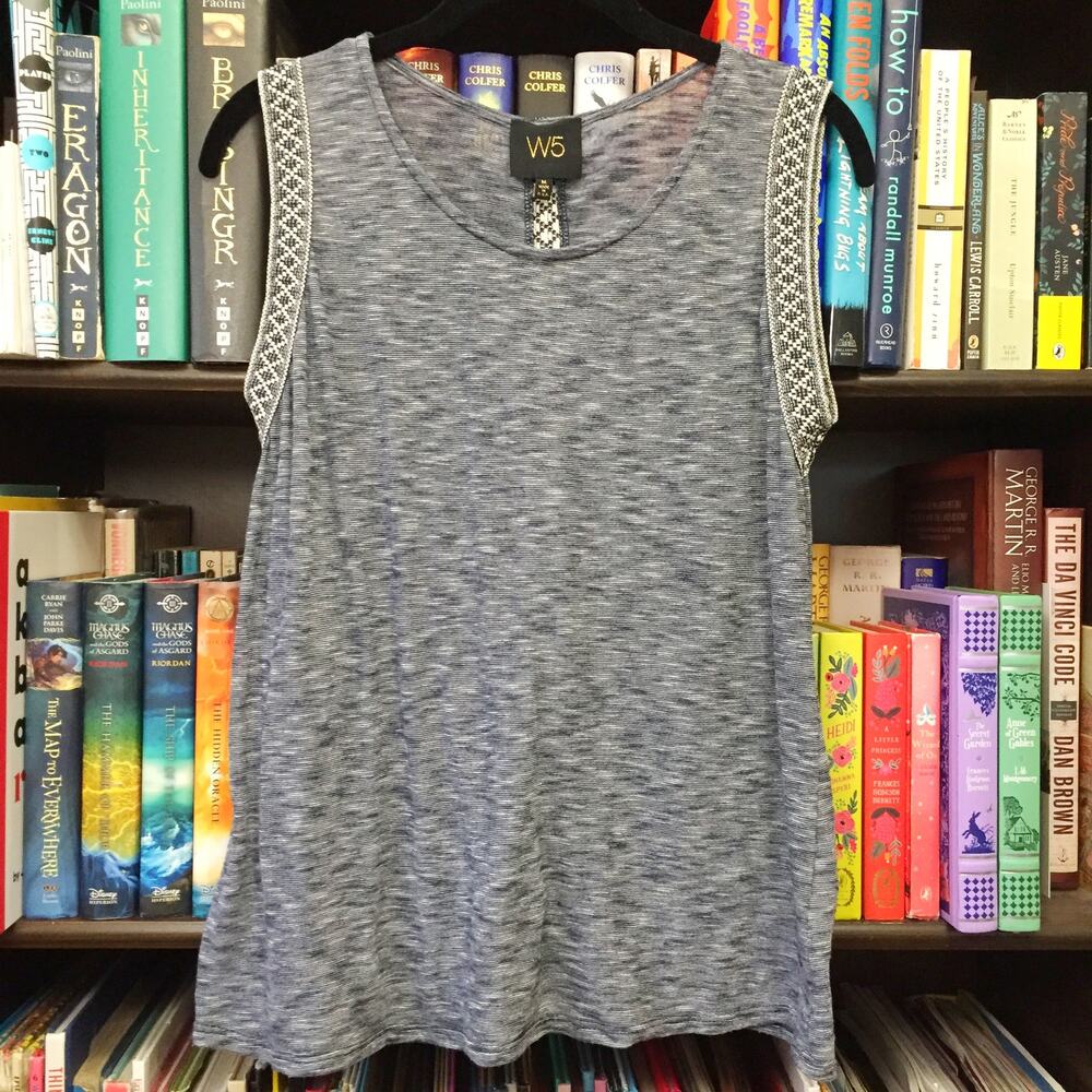 W5 Blue Heather Embroidered Tank M